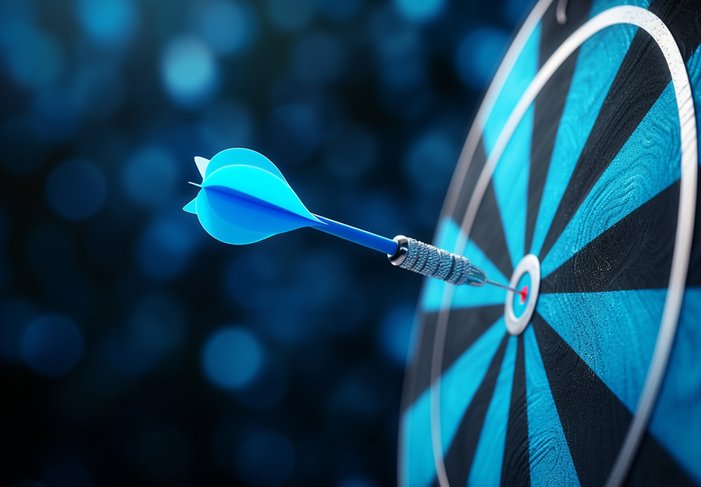 Dart hitting the center of a target